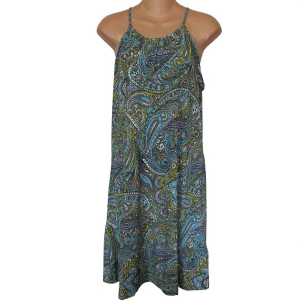 Michael Michael Kors Women's Print Dress NWT Sz Large Blue Green‎ Sleeveless